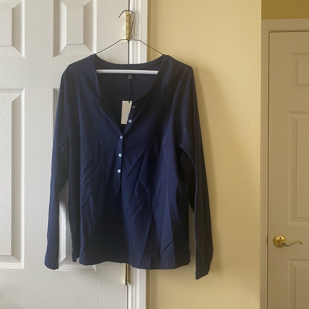 J. Crew navy/black button shirt